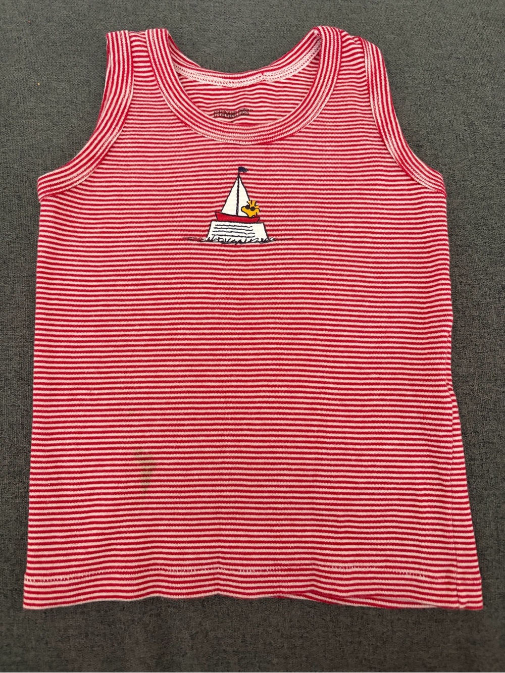 Petit Bateau Snoopy Red & White Striped Tank